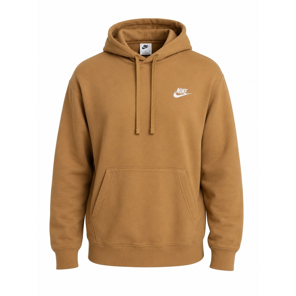 Nike Sportswear Club Fleece Pullover Hoodie Tan Brown Size Large L